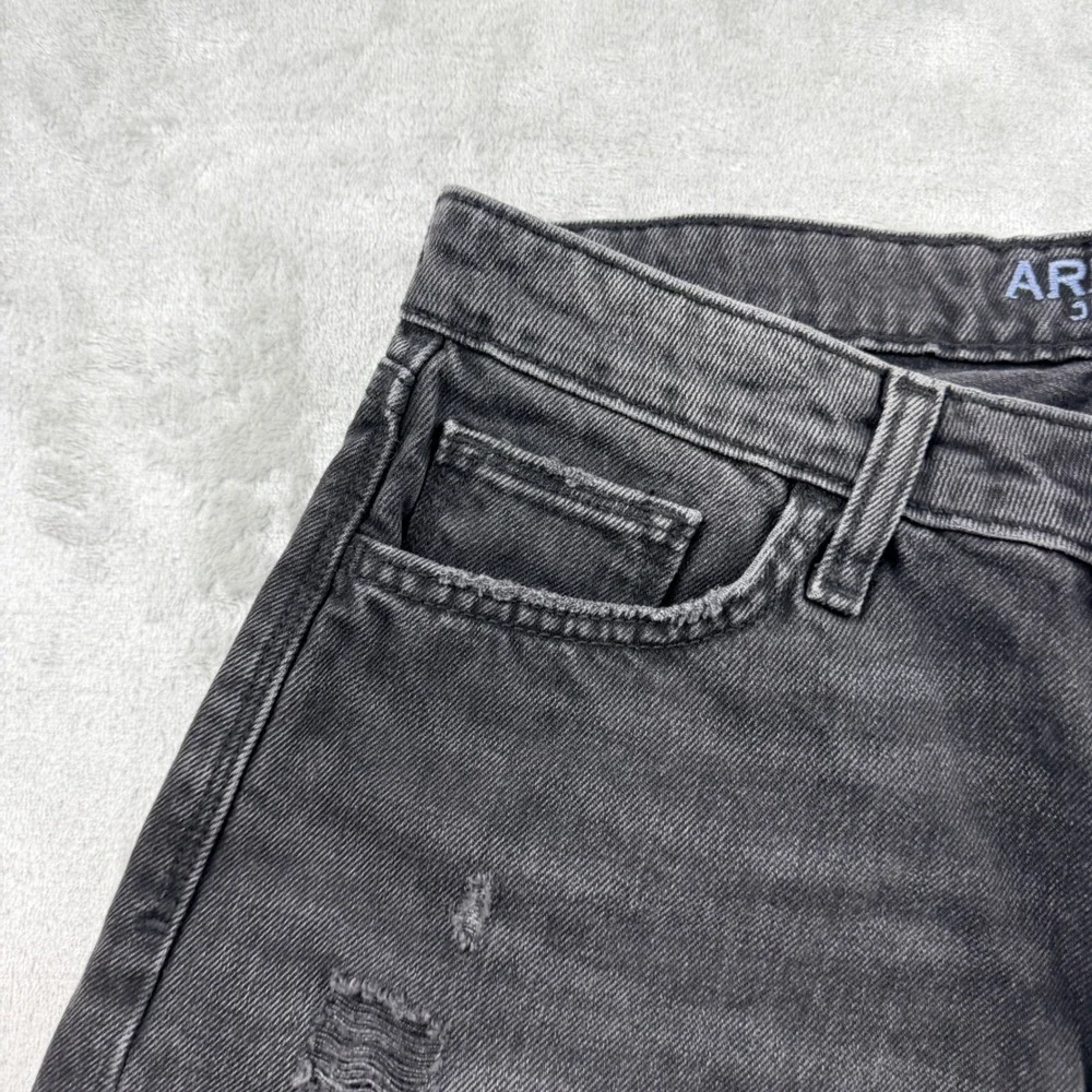 Arizona Jean Co Black Distressed Denim Shorts Women's Size 7 Hi-Rise Cotton